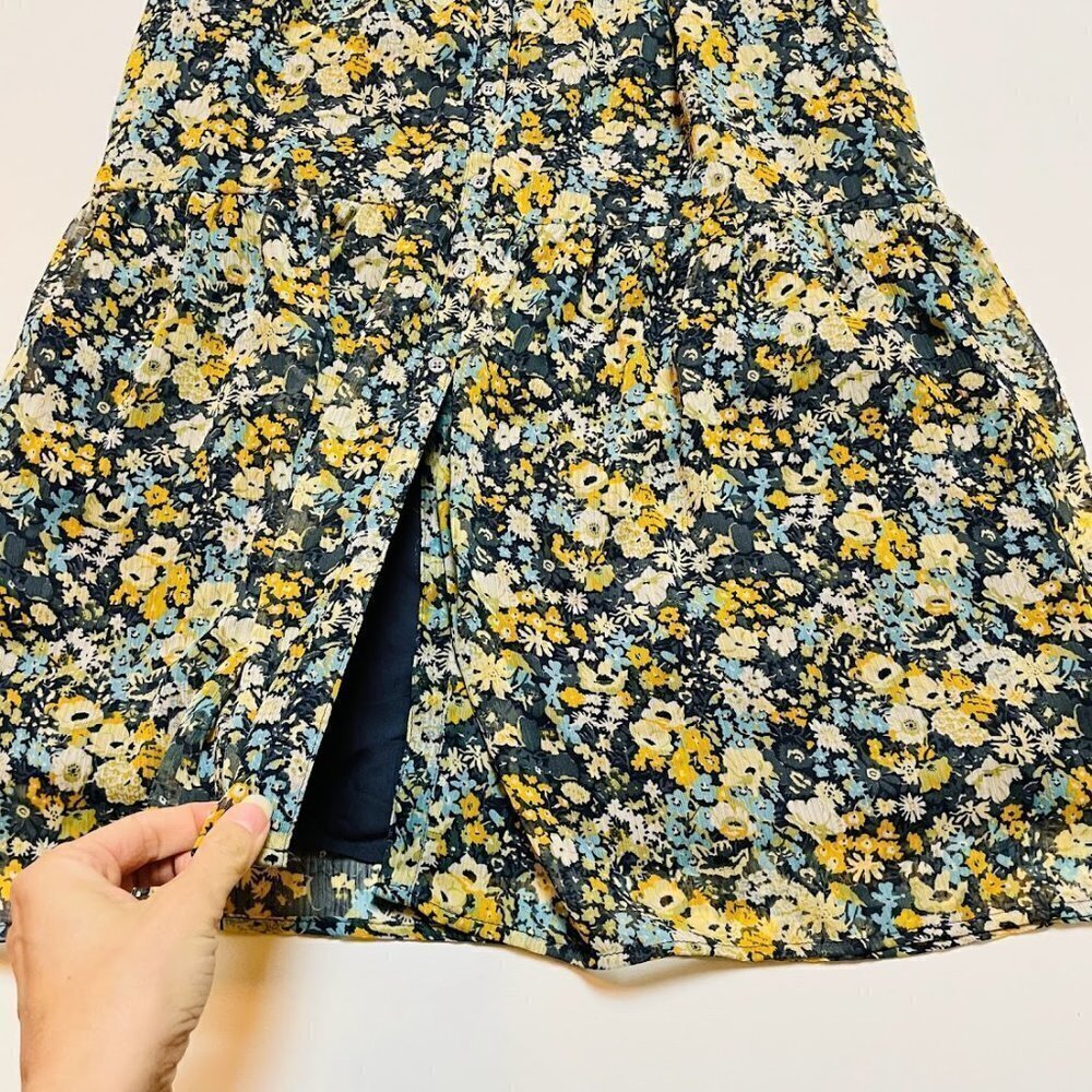 NWT Ann Taylor LOFT Dress Midi Floral Cottagecore Ruffle Button Down Petite XXS - Picture 6 of 10